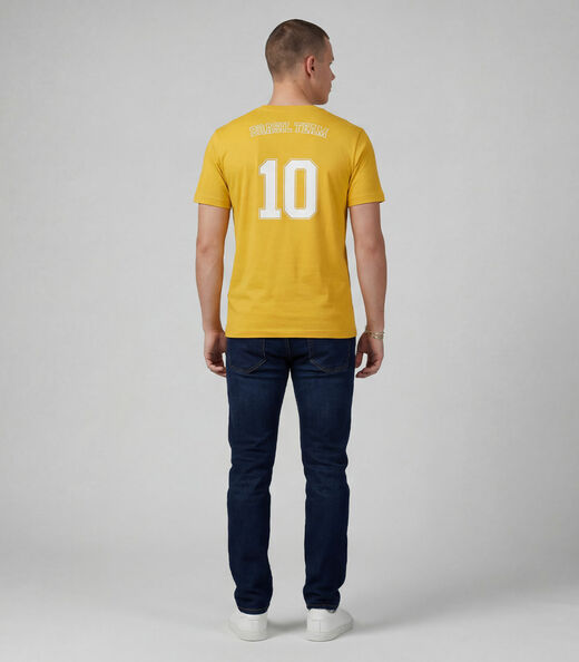 Camiseta Masculina em Cotton Leve Brasil Select Amarelo