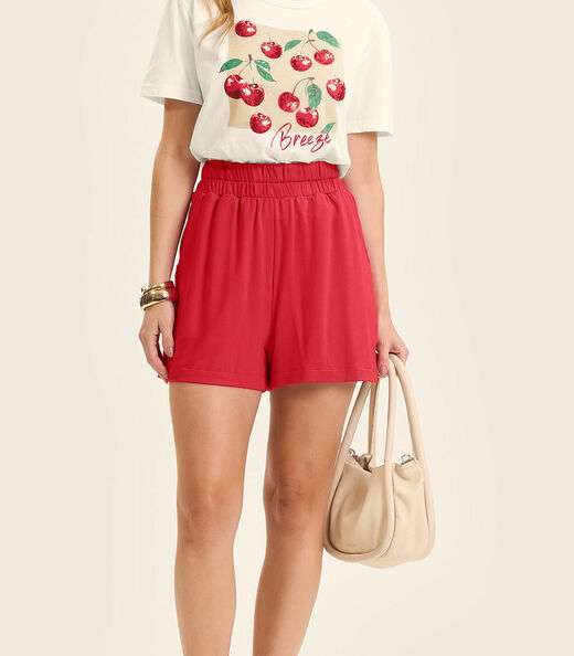Shorts Feminino Molecotton de Vicose Rovitex Vermelho