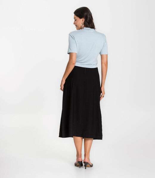 Saia Midi Feminina Evase Marrante Renaluci Preto