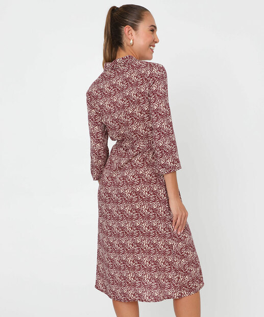 Vestido Feminino Chemise Midi Estampada Marisa Vinho