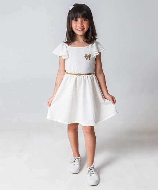 Image_Vestido Infantil Textura Cinto Marisa Tam 4 a 10 Off White