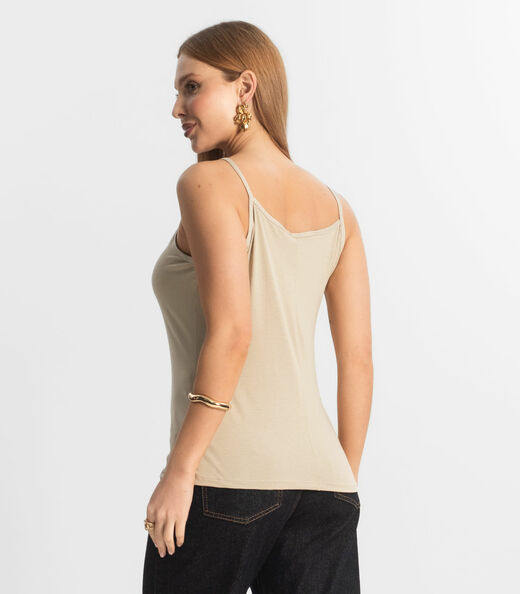 Blusa Feminina de Alças Básica Rovitex Bege