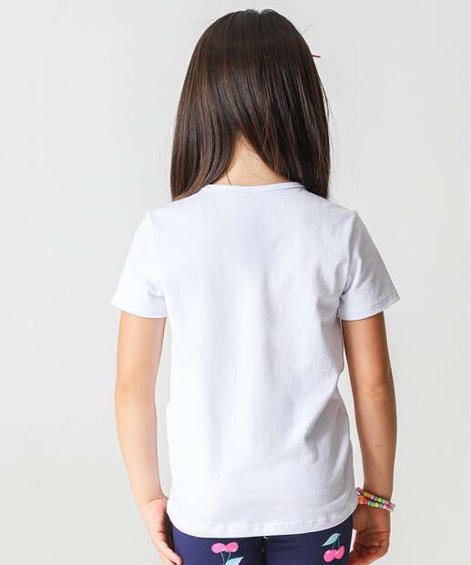 Camiseta Infantil Cotton Strass Marisa Tam 4 a 10 Branco