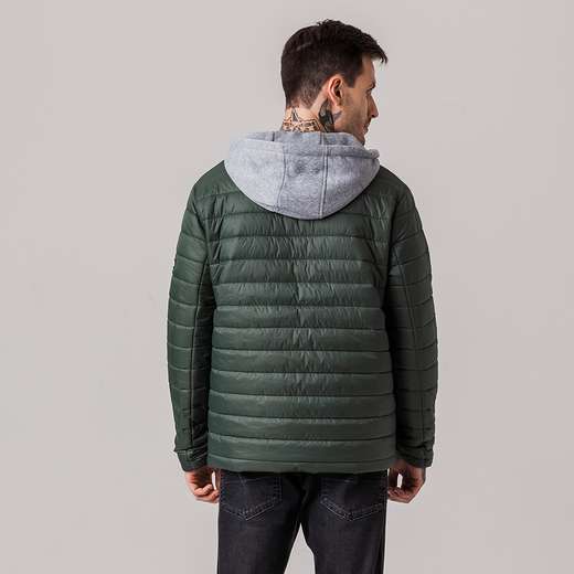 Jaqueta Puffer com capuz de moletom Masculina Rock e Soda