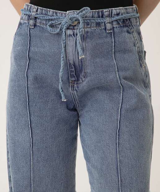 Calça Jeans Wide Leg Bolsos Feminina Biotipo