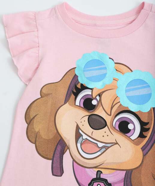 Camiseta Infantil Sky Patrulha Canina Tam 1 a 3 Rosa