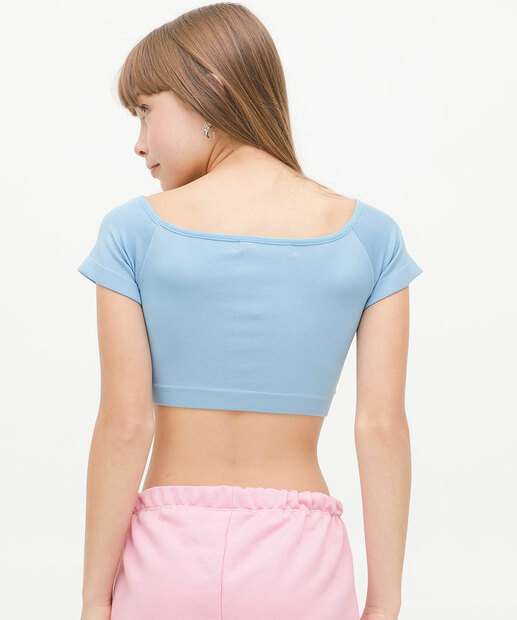 Blusa Juvenil Cropped Sem Costura Marisa Tam 10 a 16