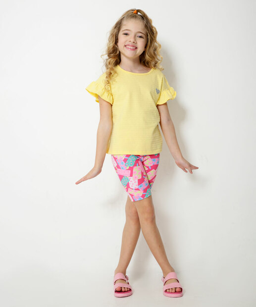 Bermuda Infantil Cotton Estampa Sorvetes Tam 4 a 10
