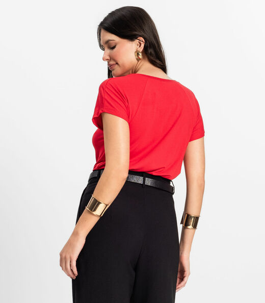 Blusa Feminina Viscotorcion Rovitex Vermelho
