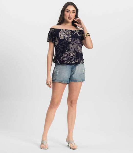 Blusa Feminina Ciganinha Infinita Cor Azul