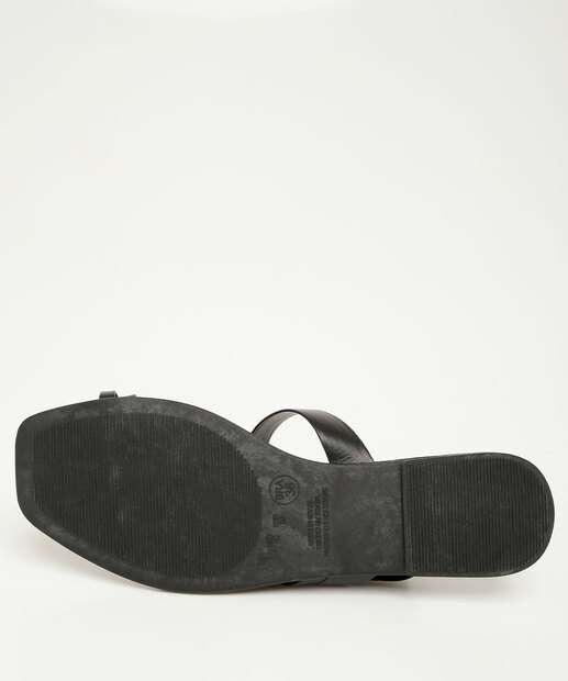 Rasteirinha Feminina Tiras Preto