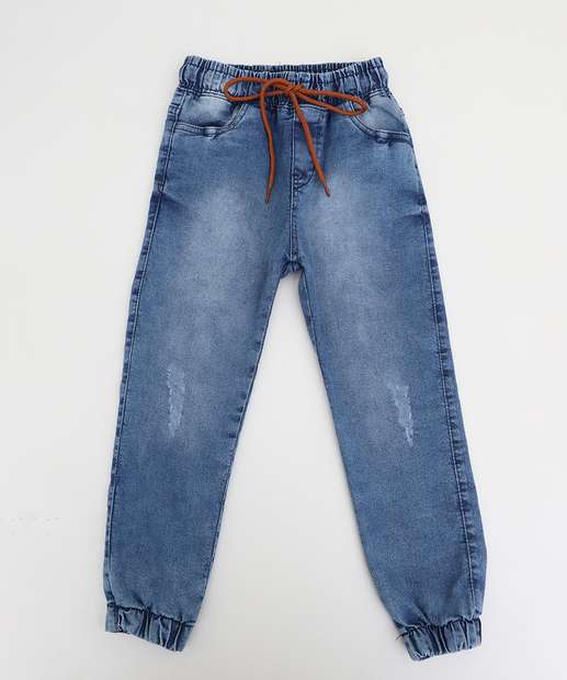 Image_Calça Infantil Jogger Jeans Puídos Tam 4 a 8 Azul