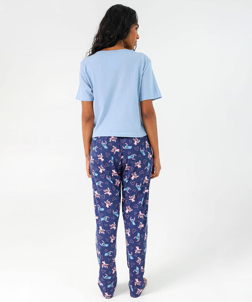 Pijama Feminino Stitch & Angel Marisa Azul