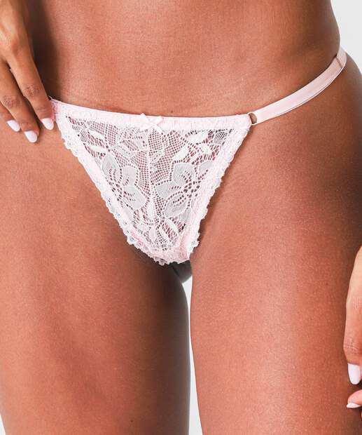 Kit 2 Calcinhas String Fio Dental Renda Marisa Rosa