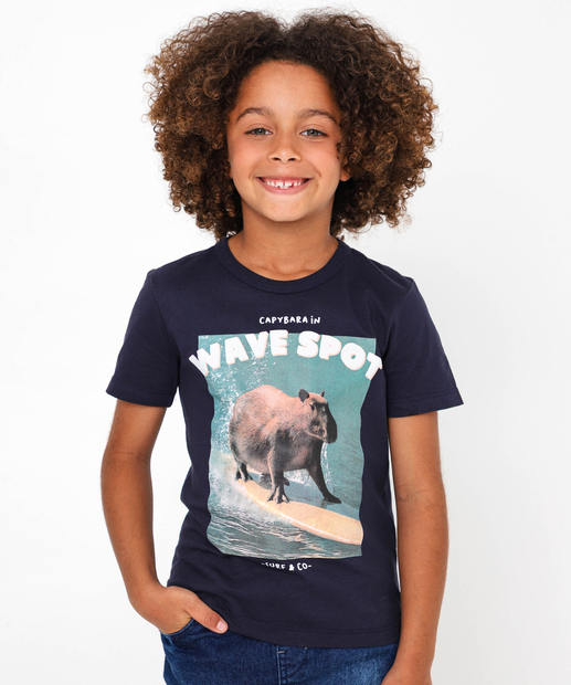 Image_Camiseta Infantil Manga Curta Capivara MR Tam 4 a 10 Azul