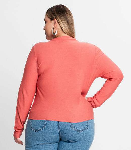 Camisa Feminina Plus Size Em Viscose Secret Glam Laranja