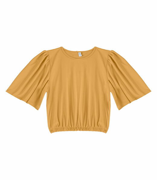 Blusa Feminina Com Franzido Na Manga Infinita Cor Marrom