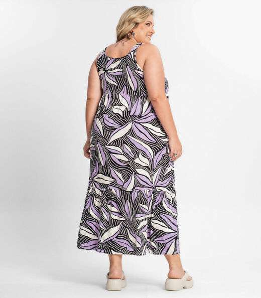 Vestido Midi Feminino Plus Size Secret Glam Roxo