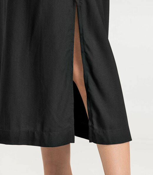 Vestido Midi Feminino em Tecido Linho Dianna Preto