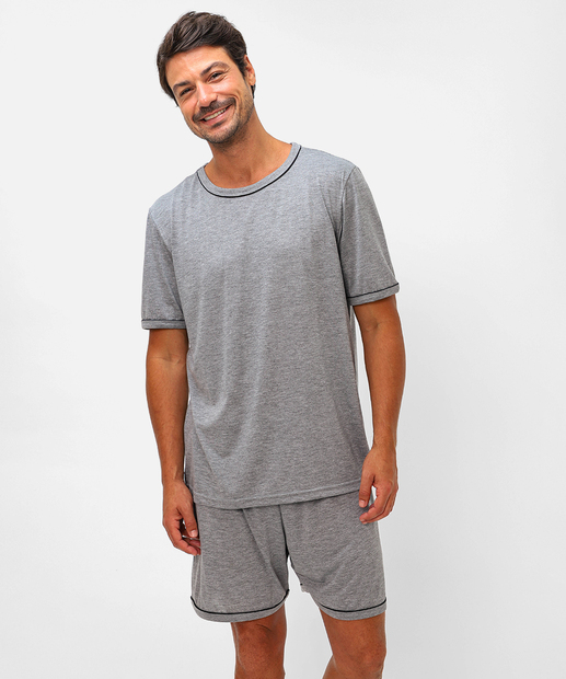 Pijama Masculino Liso Manga Curta MR Cinza