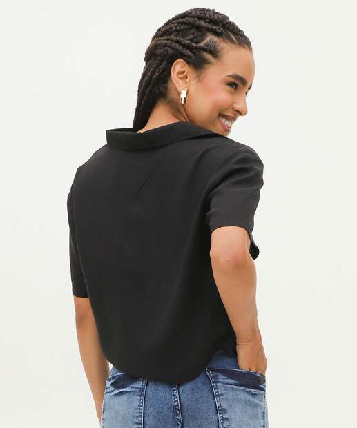 Camisa Cropped Feminina Manga Curta Marisa