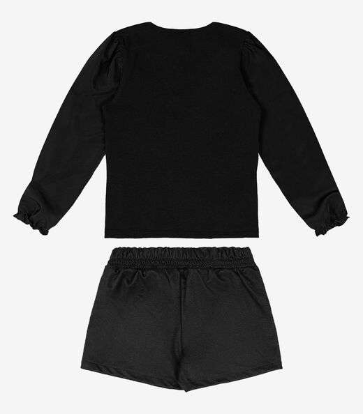 Conjunto Infantil Blusa Com Shorts Saia Trick Nick Preto