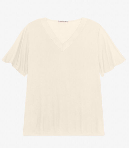 Blusa Visco Tricot Plus Size Secret Glam Bege