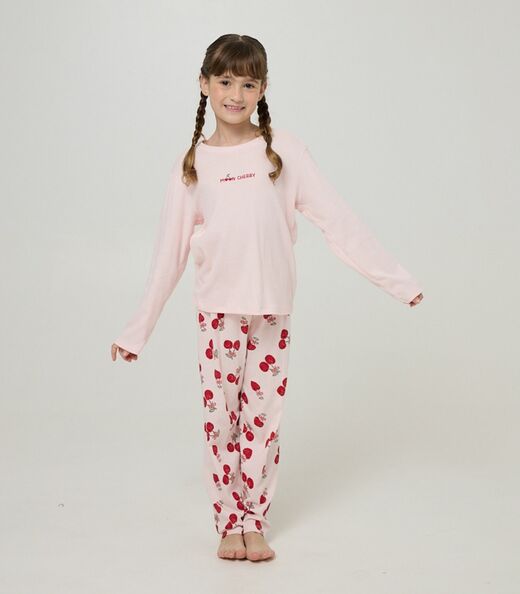 Image_Pijama Longo Infantil Menina Meia Malha Evanilda Rosa