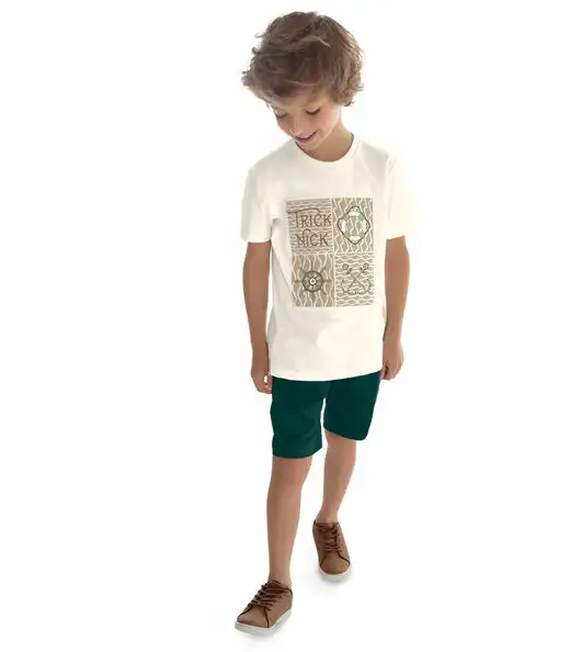 Bermuda Infantil Masculina Sarja Trick Nick Verde