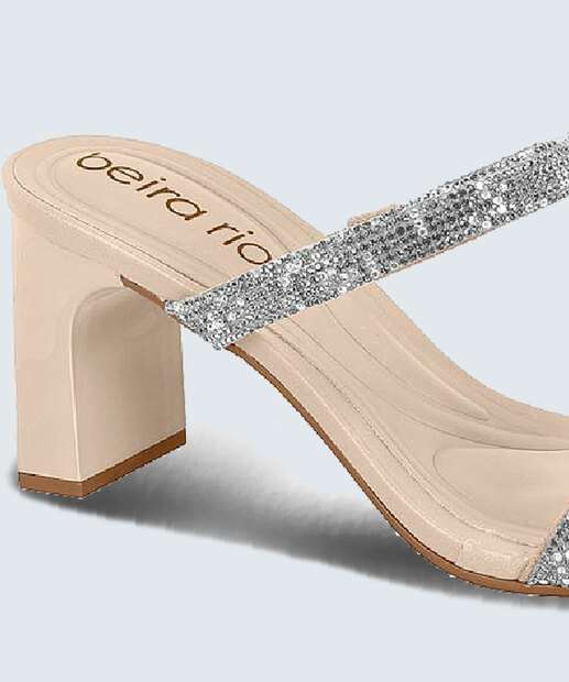 Tamanco Feminino Salto Grosso Strass Beira Rio 