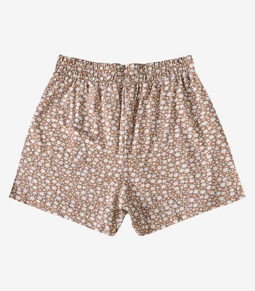 Short Feminino Com Cós E Laço Infinita Cor Marrom
