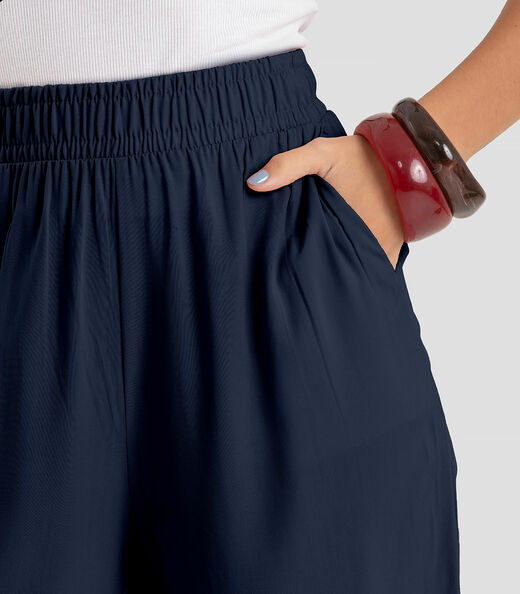 Calça Feminina Pantalona em Tecido Dianna Azul