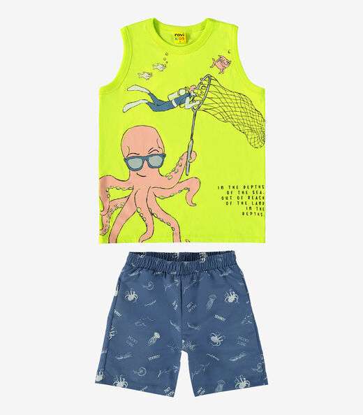 Conjunto Machão com Bermuda Rovi Kids Verde