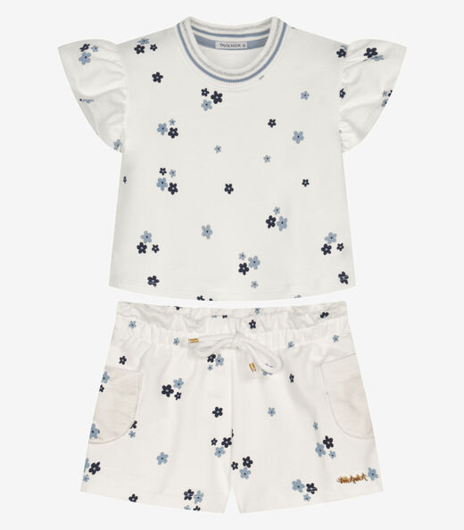 Conjunto Feminino Blusa Com Shorts Trick Nick Bege