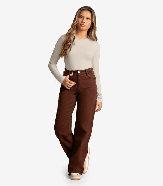 Blusa Juvenil Manga Longa Viscotorcion Minty Bege