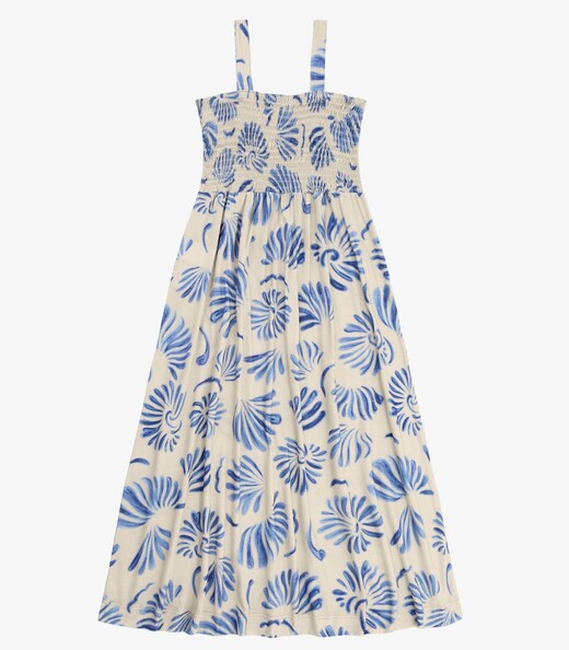 Vestido Midi Feminino Meia Malha Estampado Rovitex Azul