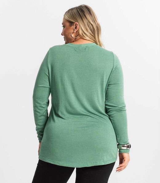 Blusa Manga Longa Visco Tricot Secret Glam Verde