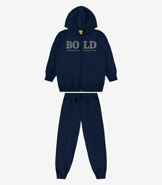 Conjunto Jaqueta Capuz e Calça Moletom Rovi Kids Azul