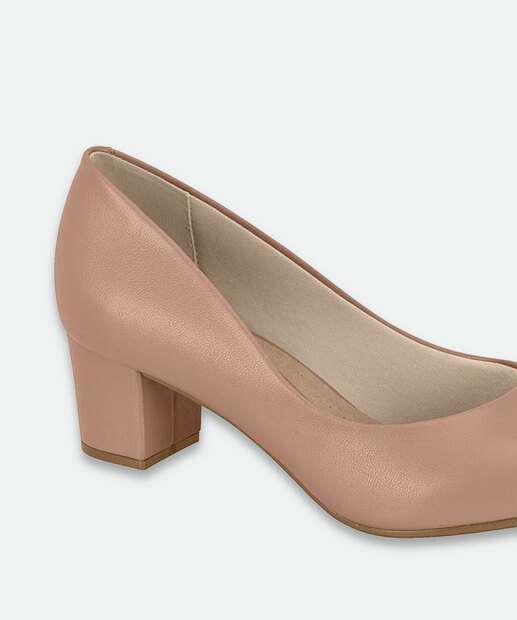 Scarpin Feminino Salto Quadrado Beira Rio Bege