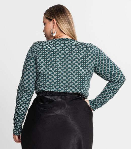 Blusa Feminina Manga Longa Plus Size Secret Glam Verde