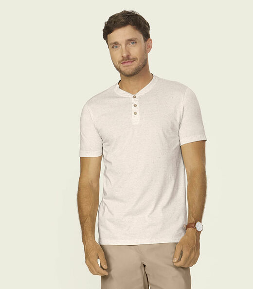 Image_Camiseta Masculina Gola Padre Meia Malha Diametro Bege