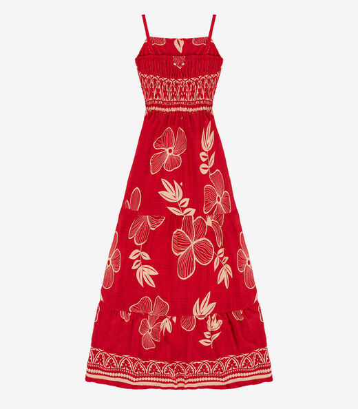 Vestido Longo Feminino Lastex Estampado Select Vermelho