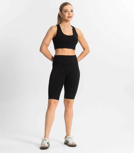Bermuda Ciclista Feminina em Cotton Pesado Select Preto