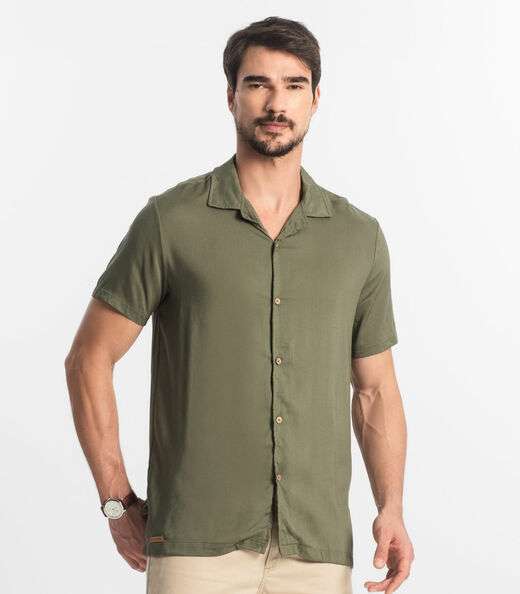 Camisa Masculina Viscolinho Diametro Verde