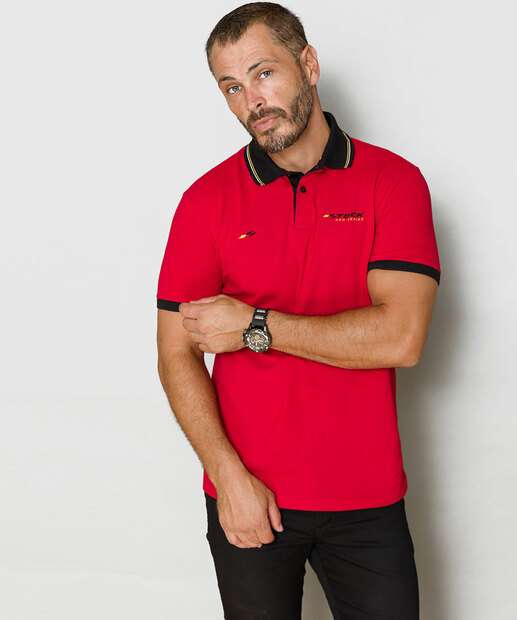 Polo Masculina Estampa Frontal Manga Curta Stock Car