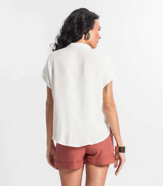 Camisa Feminina Manga Curta Viscose Select Branco
