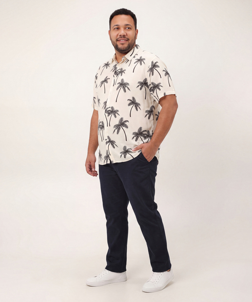 Camisa Plus size Masculina Estampa Coqueiros MR