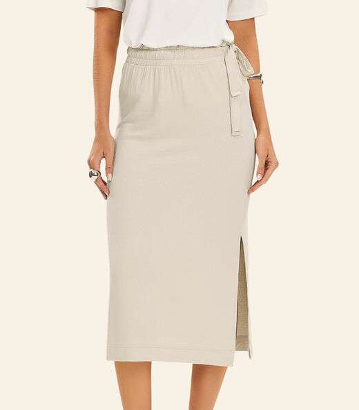 Saia Super Midi Visco Maquinetada Rovitex Bege