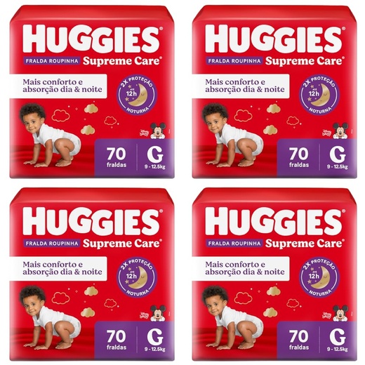 Image_Kit com 4 Unidades de Fralda Roupinha Huggies Supreme Care G 30 Unidades cada