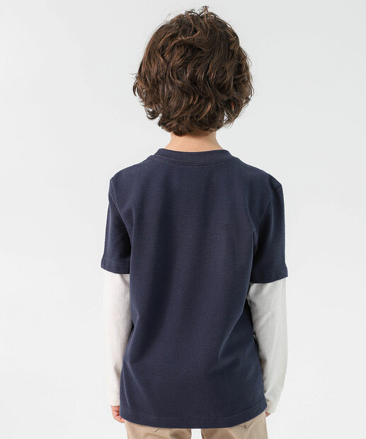 Camiseta Infantil Sobreposição Marisa Tam 4 a 10 Azul